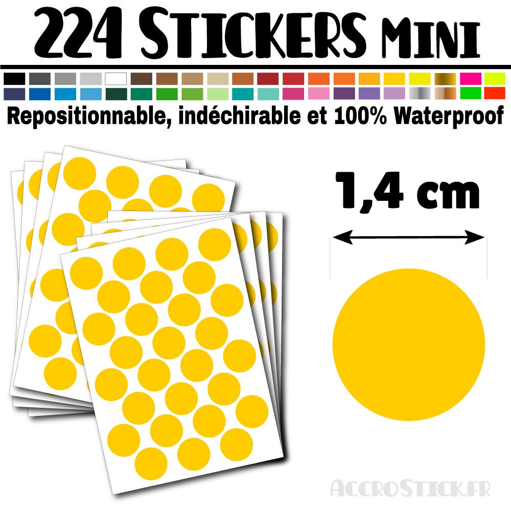 224 Ronds 1,4 cm - Stickers mini gommettes 224 Ronds 1,4 cm - Stickers mini gommettes
