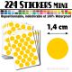 224 Ronds 1,4 cm - Stickers mini gommettes