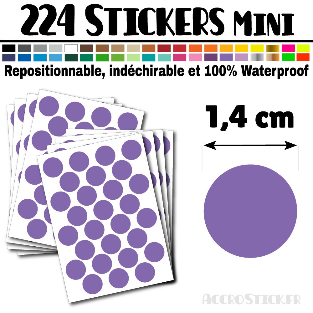 224 Ronds 1,4 cm - Stickers mini gommettes 224 Ronds 1,4 cm - Stickers mini gommettes