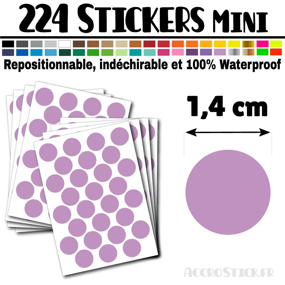 224 Ronds 1,4 cm - Stickers mini gommettes 224 Ronds 1,4 cm - Stickers mini gommettes