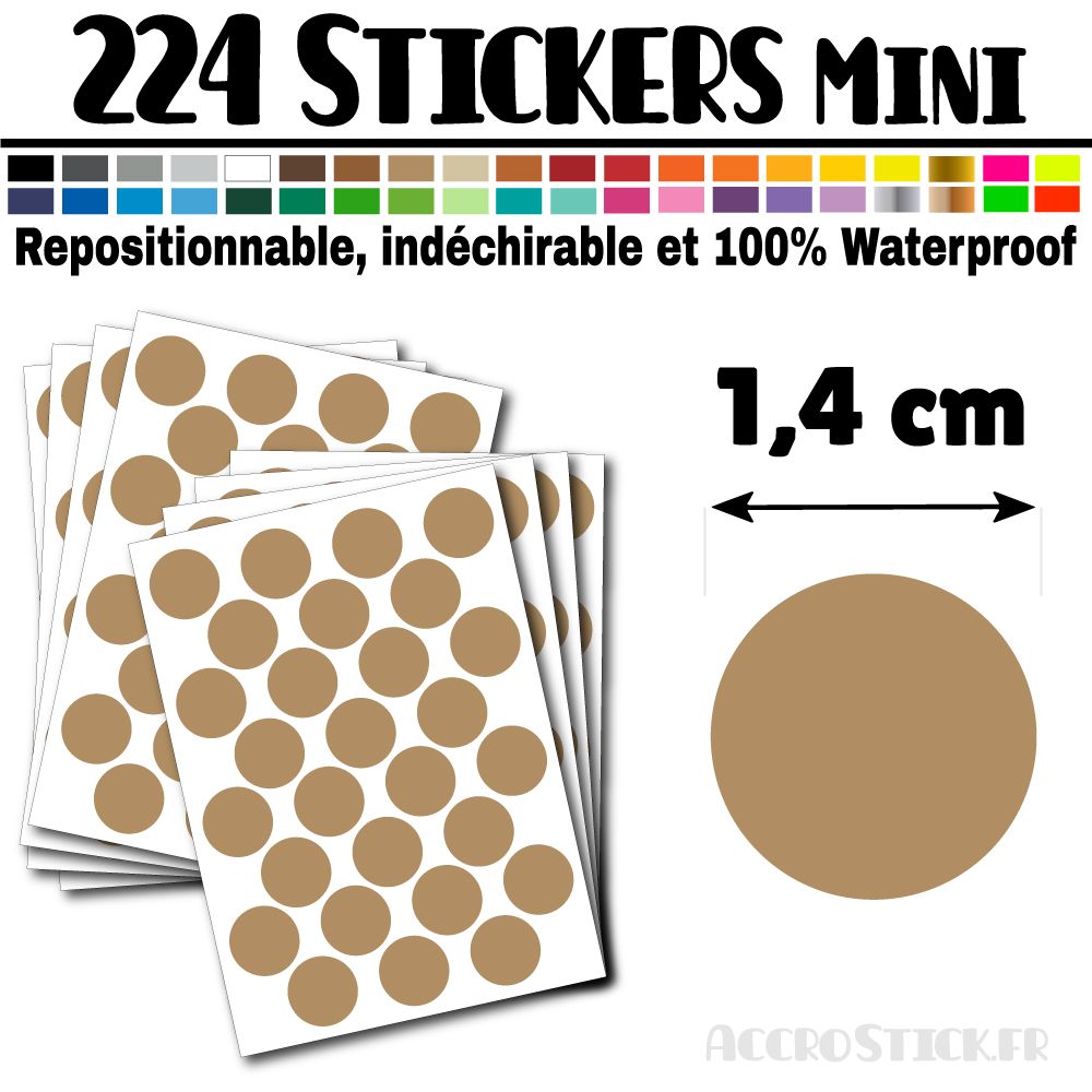 224 Ronds 1,4 cm - Stickers mini gommettes 224 Ronds 1,4 cm - Stickers mini gommettes
