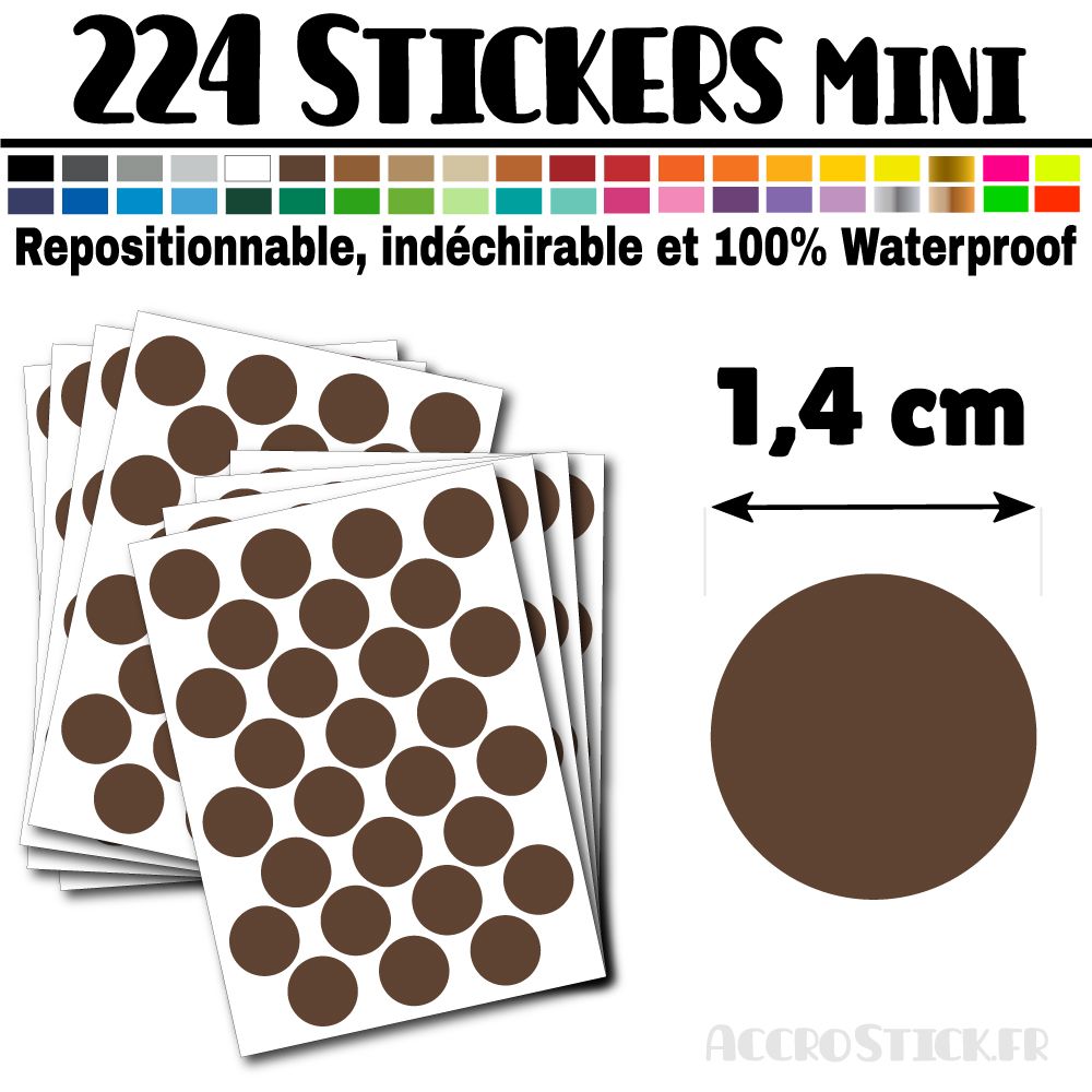 224 Ronds 1,4 cm - Stickers mini gommettes 224 Ronds 1,4 cm - Stickers mini gommettes