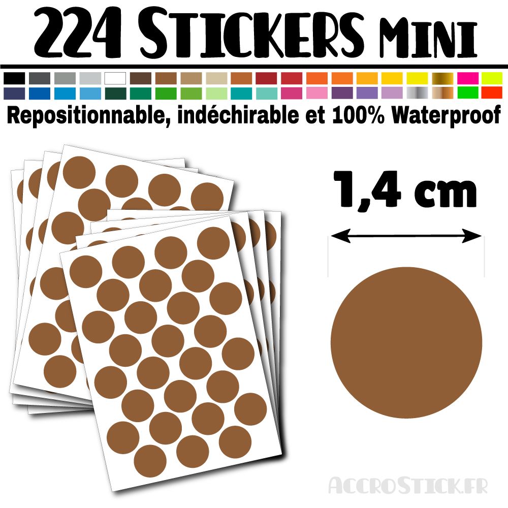 224 Ronds 1,4 cm - Stickers mini gommettes 224 Ronds 1,4 cm - Stickers mini gommettes