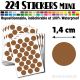 224 Ronds 1,4 cm - Stickers mini gommettes