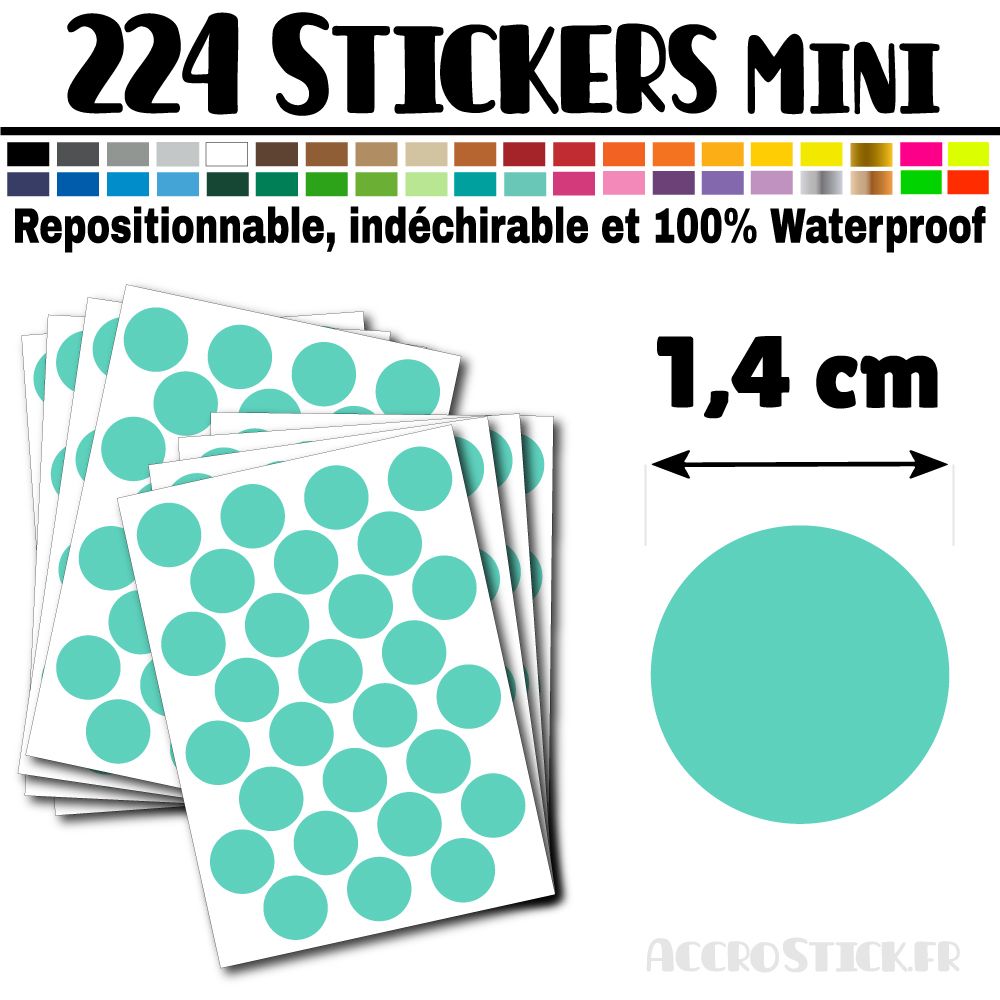 224 Ronds 1,4 cm - Stickers mini gommettes 224 Ronds 1,4 cm - Stickers mini gommettes