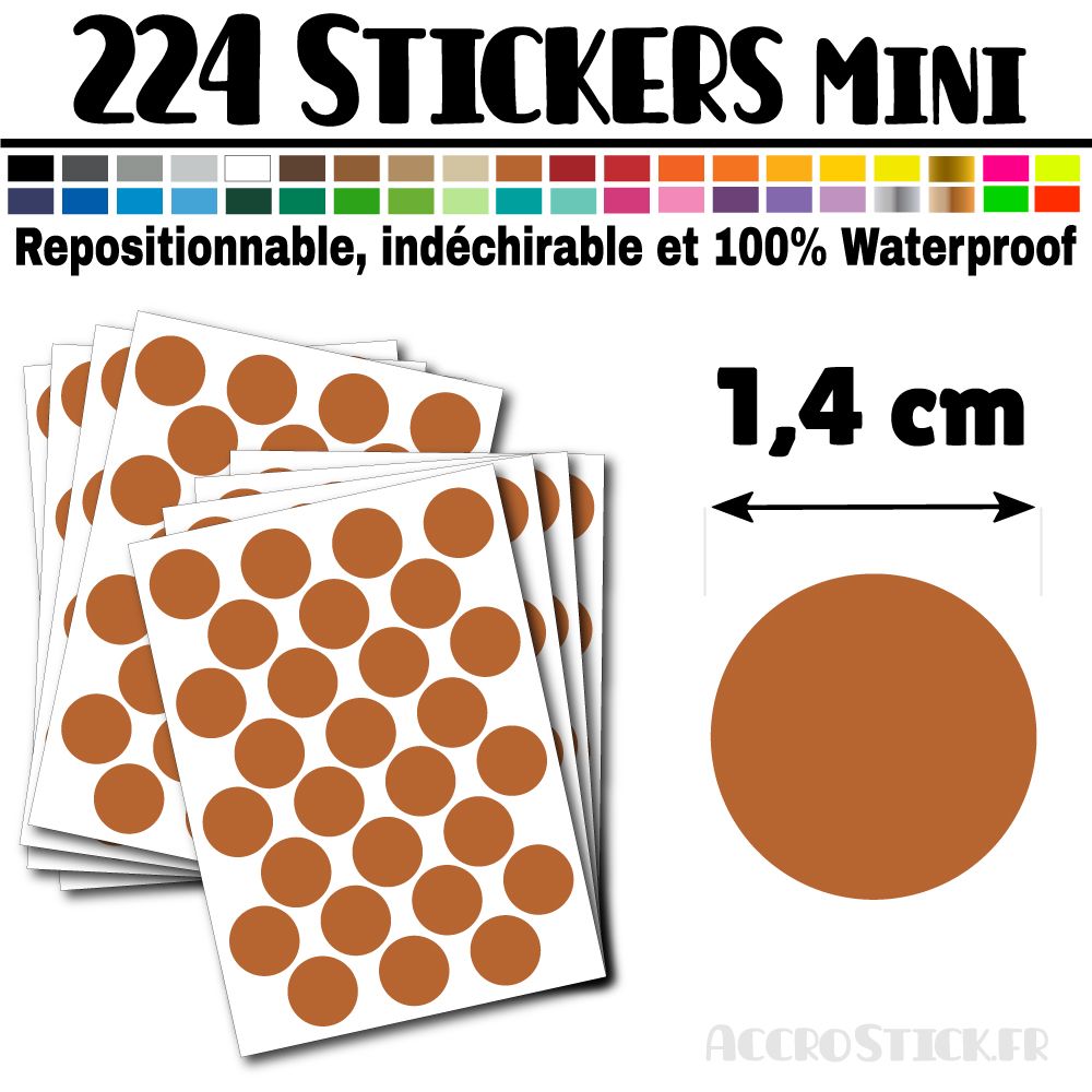 224 Ronds 1,4 cm - Stickers mini gommettes 224 Ronds 1,4 cm - Stickers mini gommettes