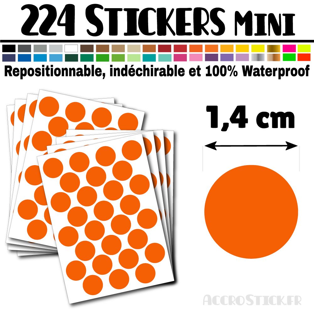224 Ronds 1,4 cm - Stickers mini gommettes 224 Ronds 1,4 cm - Stickers mini gommettes