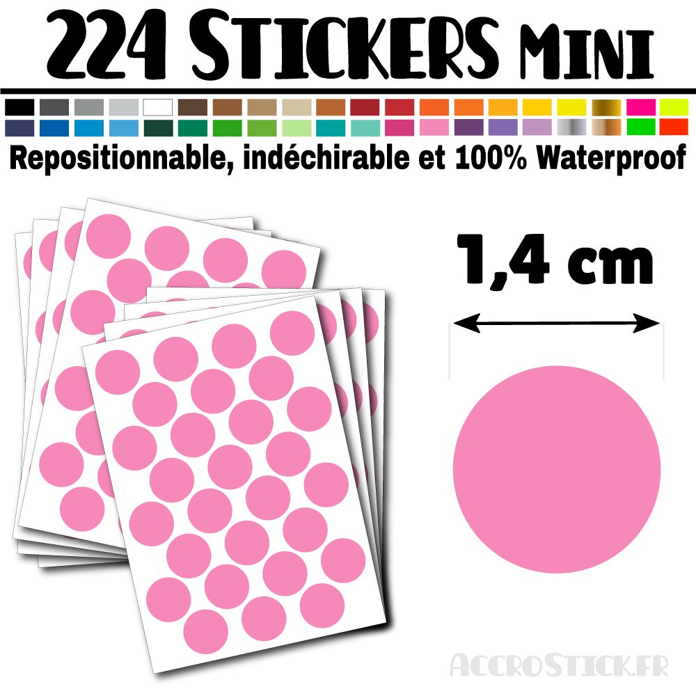 224 Ronds 1,4 cm - Stickers mini gommettes 224 Ronds 1,4 cm - Stickers mini gommettes