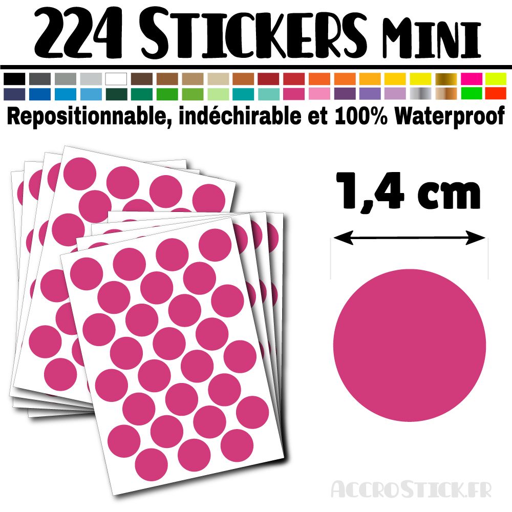224 Ronds 1,4 cm - Stickers mini gommettes 224 Ronds 1,4 cm - Stickers mini gommettes