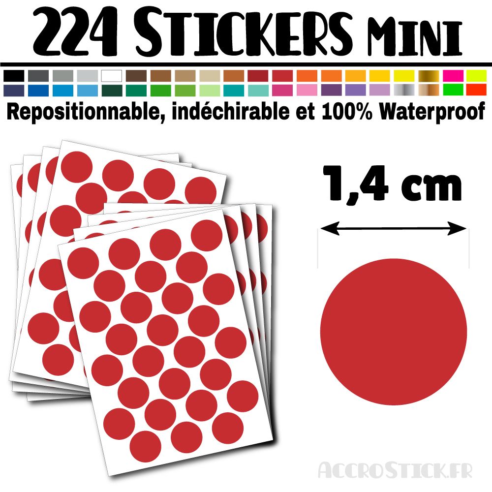 224 Ronds 1,4 cm - Stickers mini gommettes 224 Ronds 1,4 cm - Stickers mini gommettes