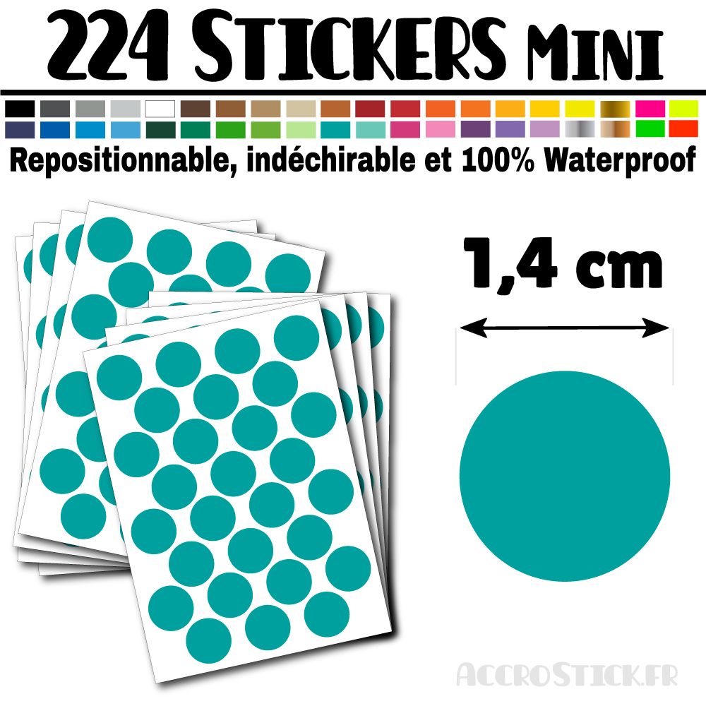 224 Ronds 1,4 cm - Stickers mini gommettes 224 Ronds 1,4 cm - Stickers mini gommettes