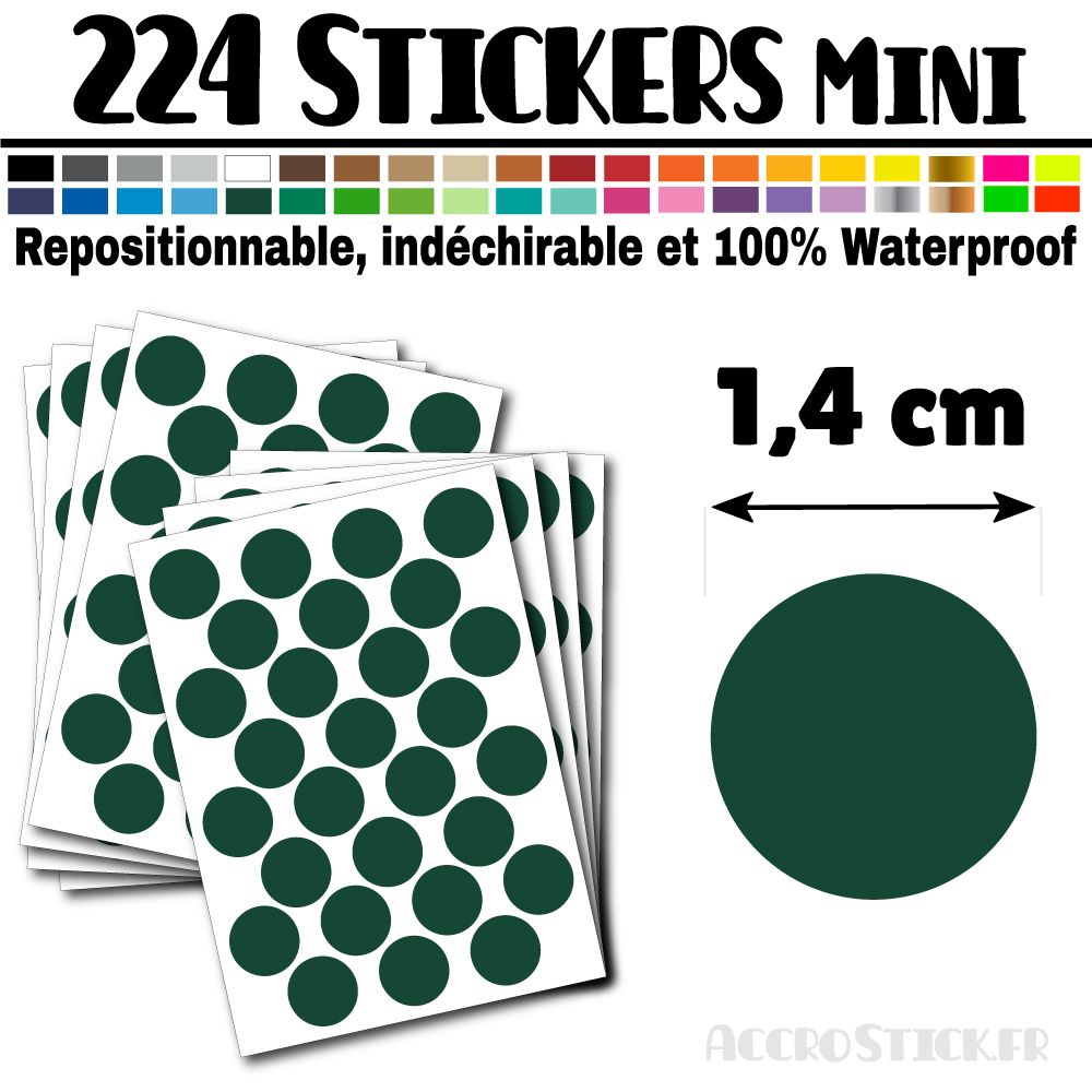224 Ronds 1,4 cm - Stickers mini gommettes 224 Ronds 1,4 cm - Stickers mini gommettes