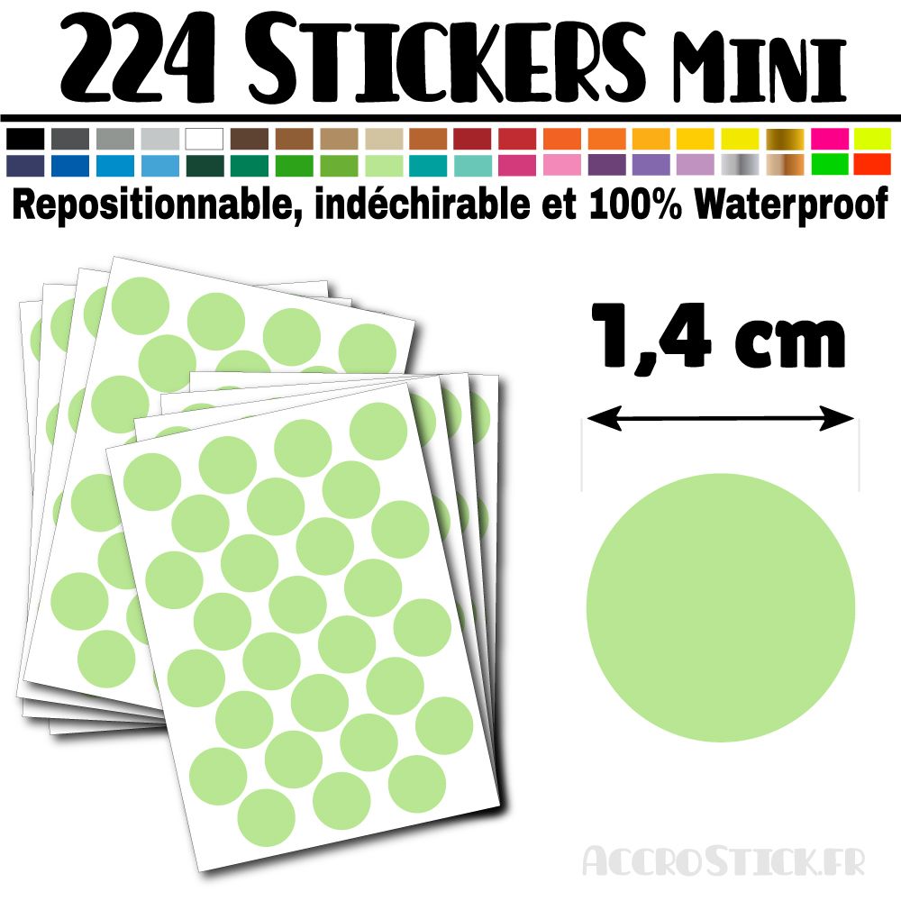 224 Ronds 1,4 cm - Stickers mini gommettes 224 Ronds 1,4 cm - Stickers mini gommettes