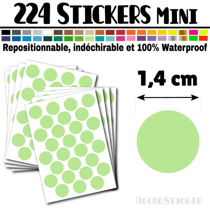 224 Ronds 1,4 cm - Stickers mini gommettes