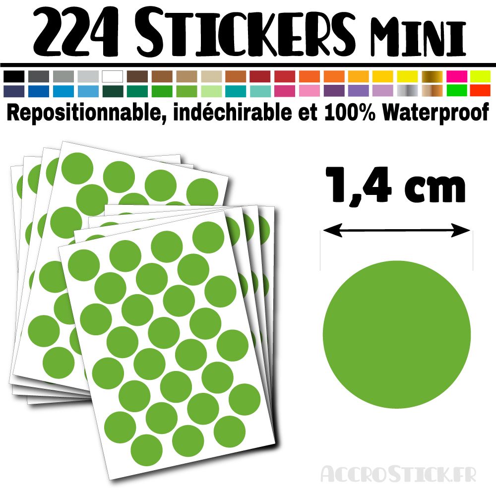 224 Ronds 1,4 cm - Stickers mini gommettes 224 Ronds 1,4 cm - Stickers mini gommettes