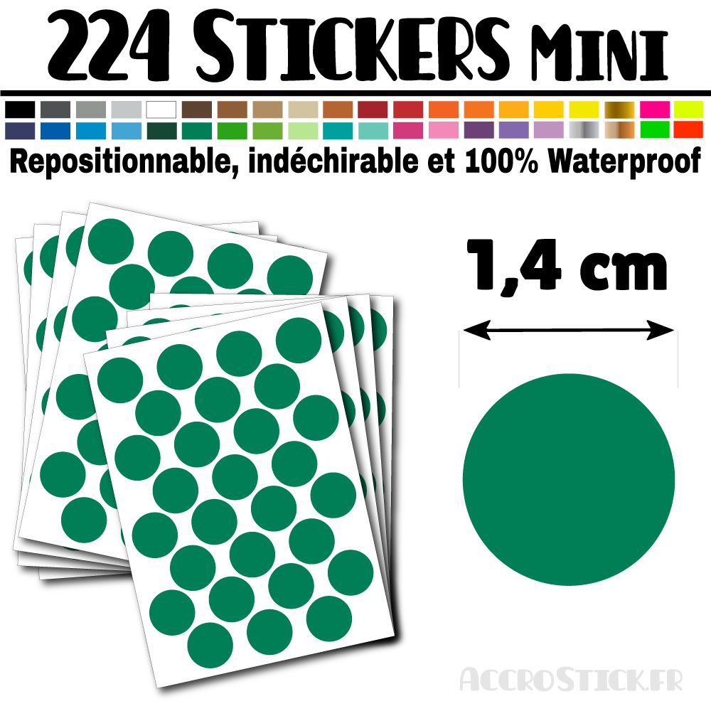 224 Ronds 1,4 cm - Stickers mini gommettes 224 Ronds 1,4 cm - Stickers mini gommettes