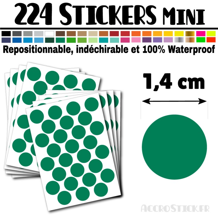 224 Ronds 1,4 cm - Stickers mini gommettes