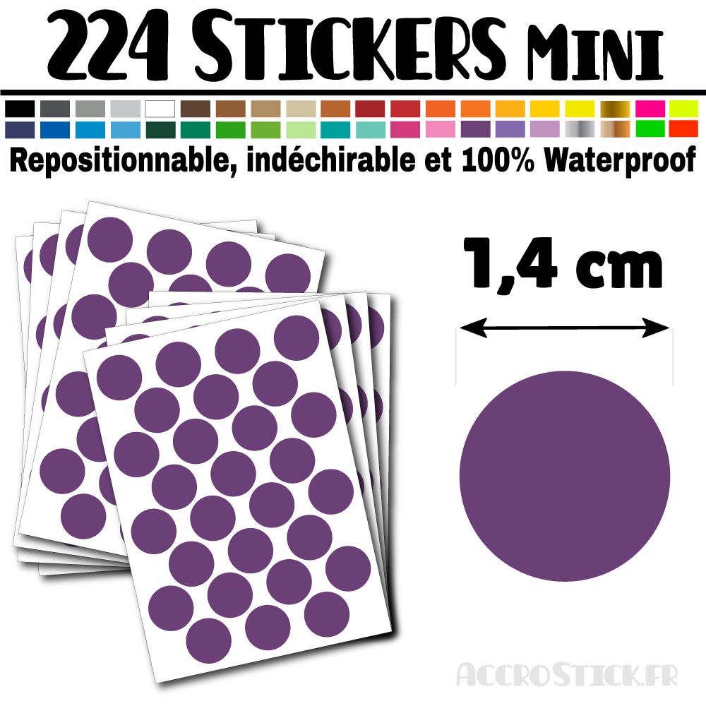 224 Ronds 1,4 cm - Stickers mini gommettes 224 Ronds 1,4 cm - Stickers mini gommettes