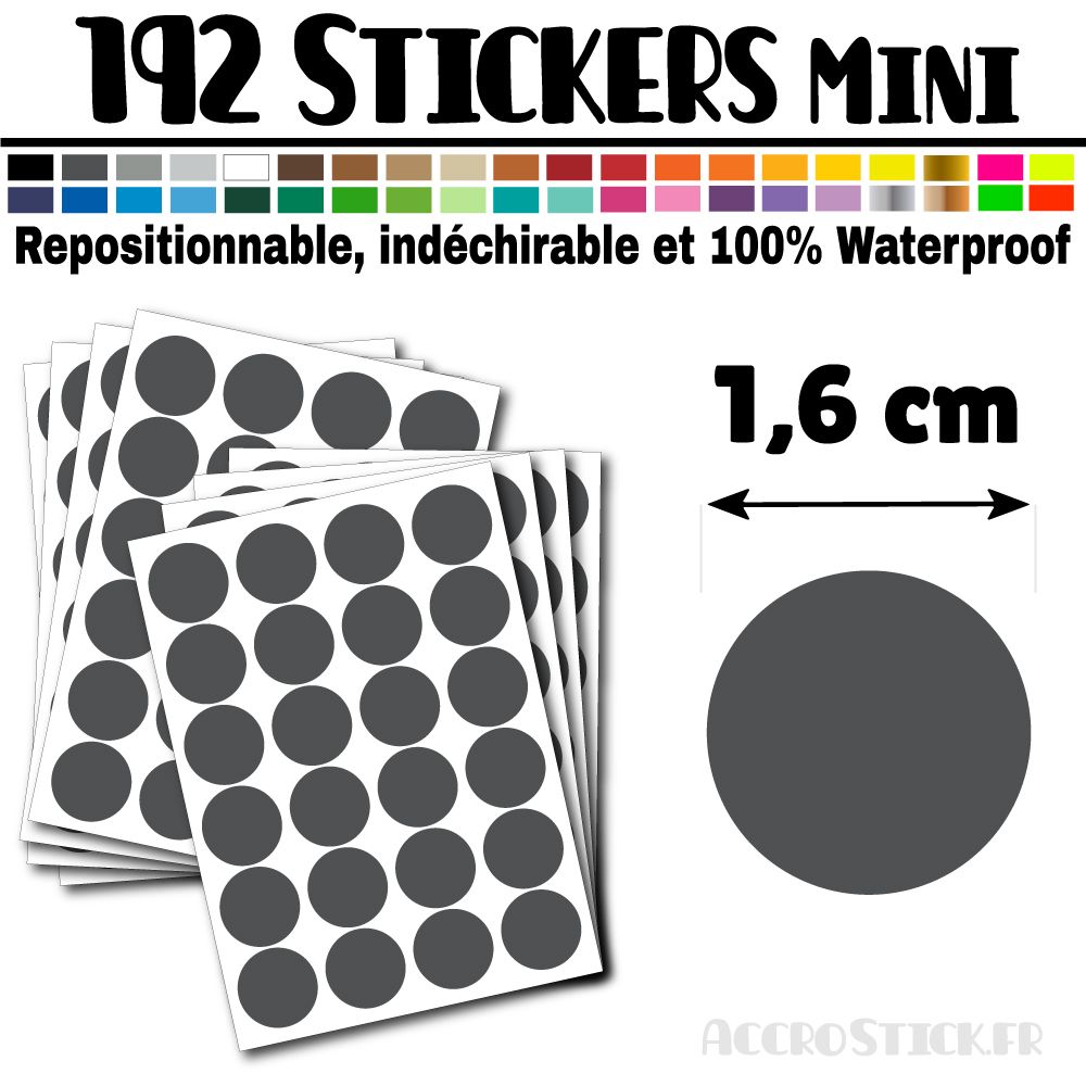 192 Ronds 1,6 cm - Stickers mini gommettes 192 Ronds 1,6 cm - Stickers mini gommettes