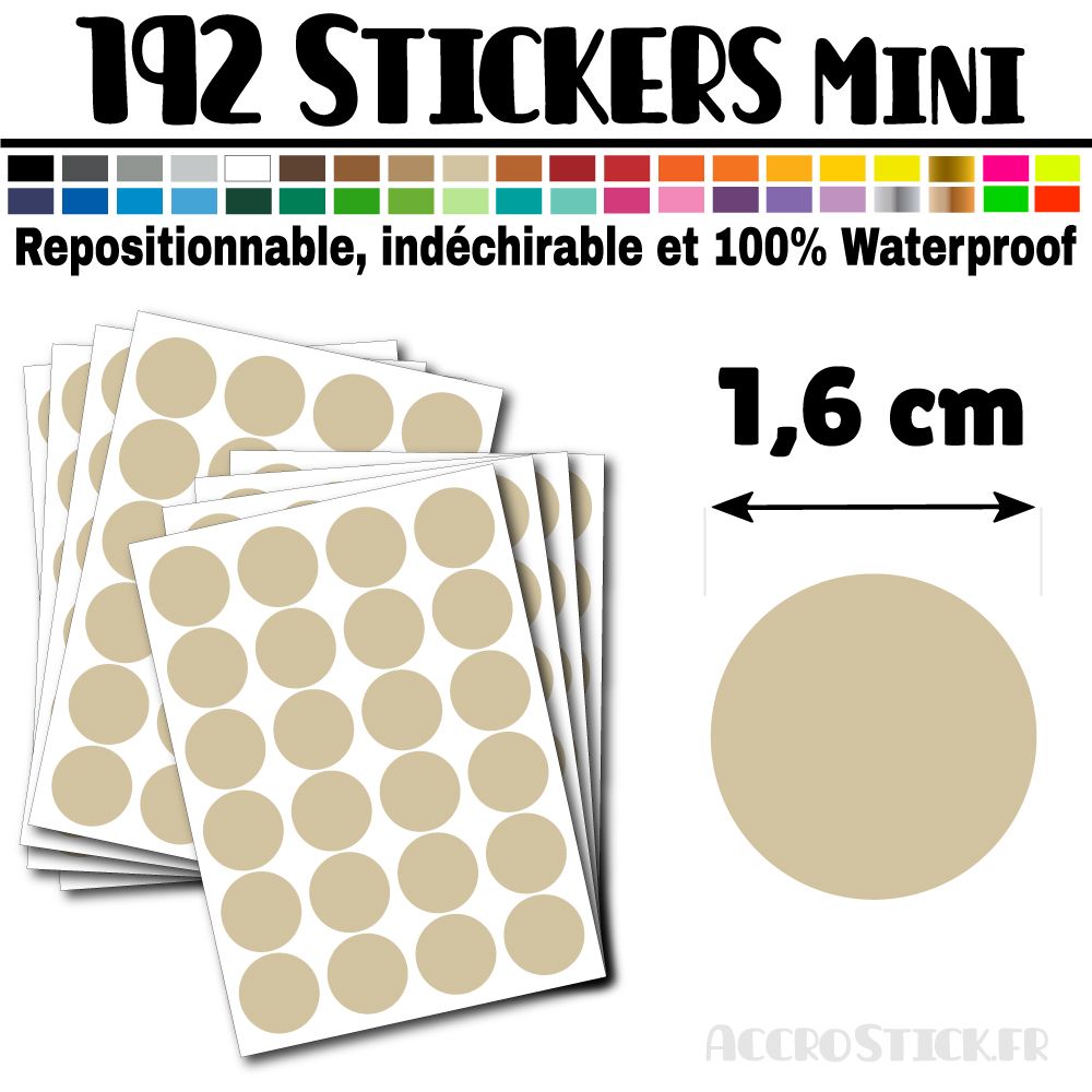 192 Ronds 1,6 cm - Stickers mini gommettes 192 Ronds 1,6 cm - Stickers mini gommettes