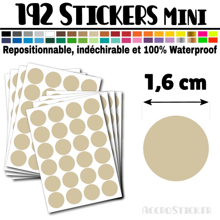 192 Ronds 1,6 cm - Stickers mini gommettes