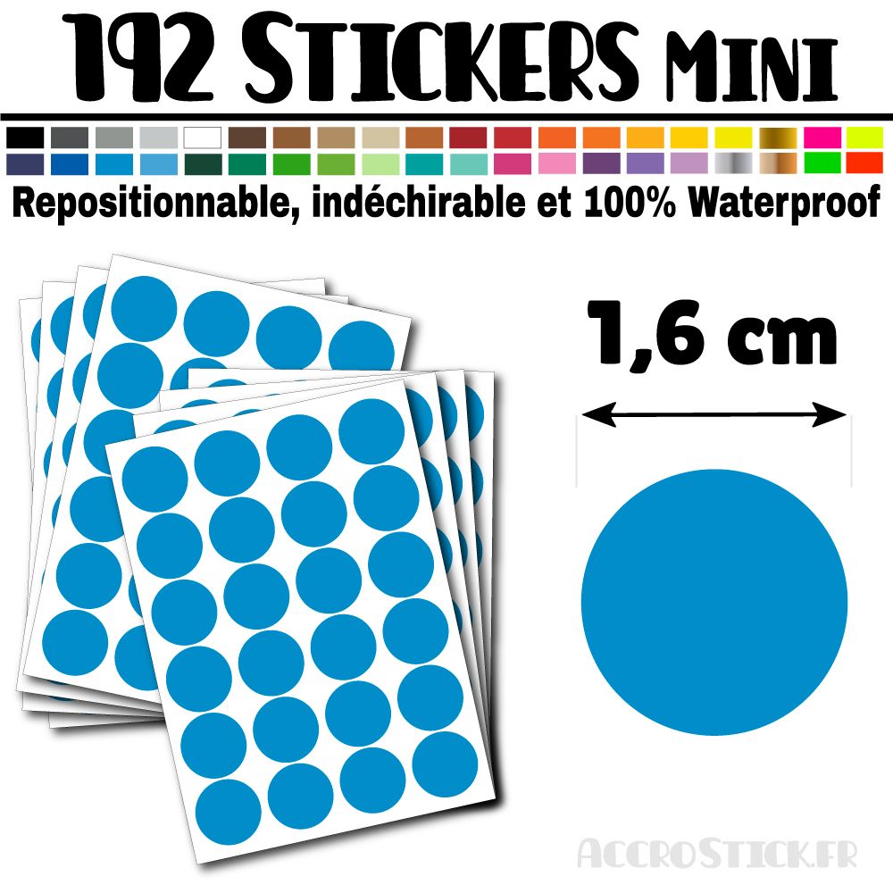 192 Ronds 1,6 cm - Stickers mini gommettes 192 Ronds 1,6 cm - Stickers mini gommettes