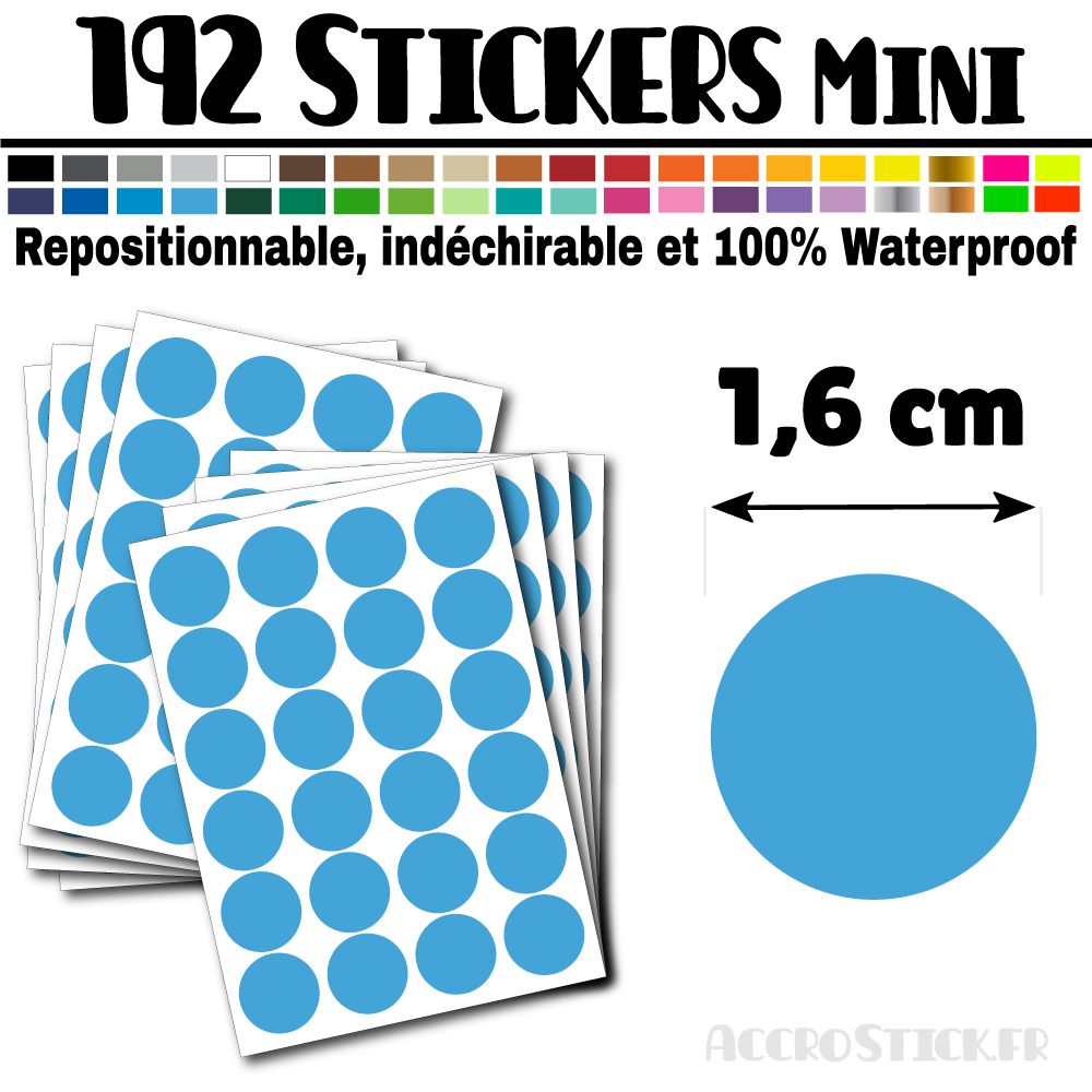 192 Ronds 1,6 cm - Stickers mini gommettes 192 Ronds 1,6 cm - Stickers mini gommettes