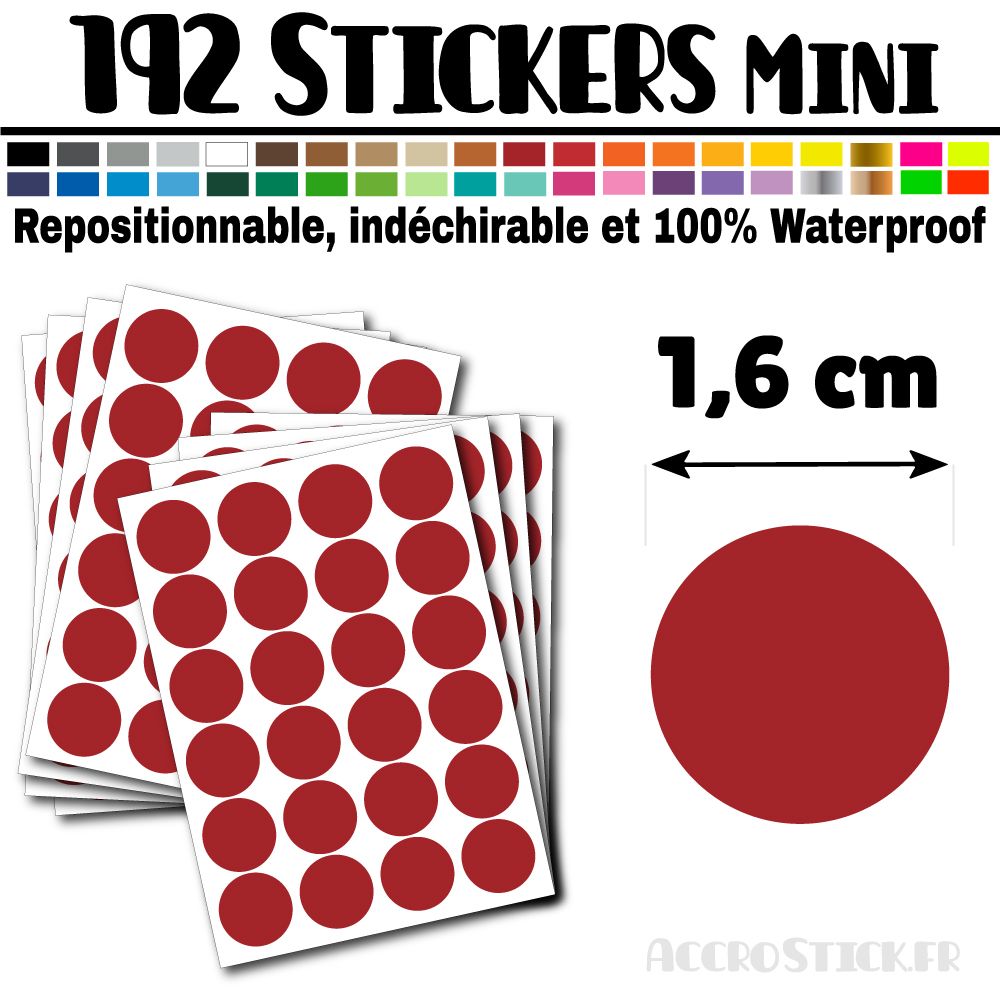 192 Ronds 1,6 cm - Stickers mini gommettes 192 Ronds 1,6 cm - Stickers mini gommettes