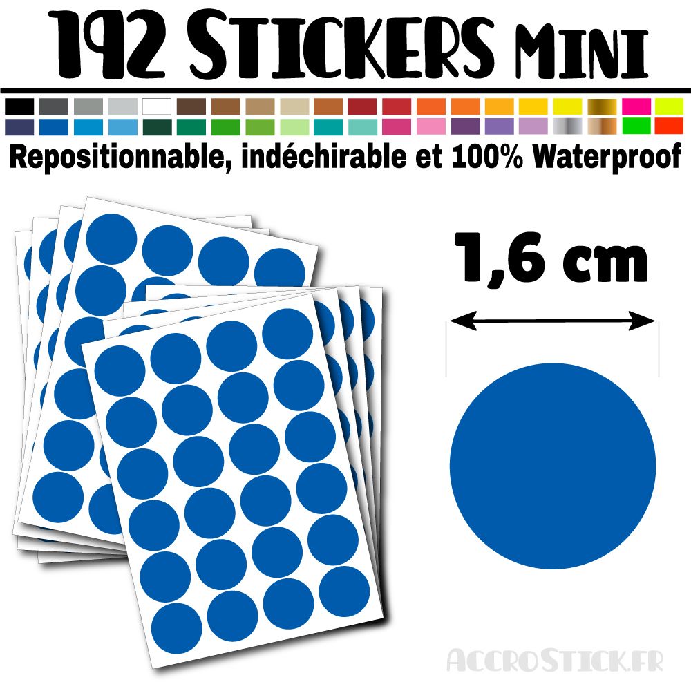 192 Ronds 1,6 cm - Stickers mini gommettes 192 Ronds 1,6 cm - Stickers mini gommettes