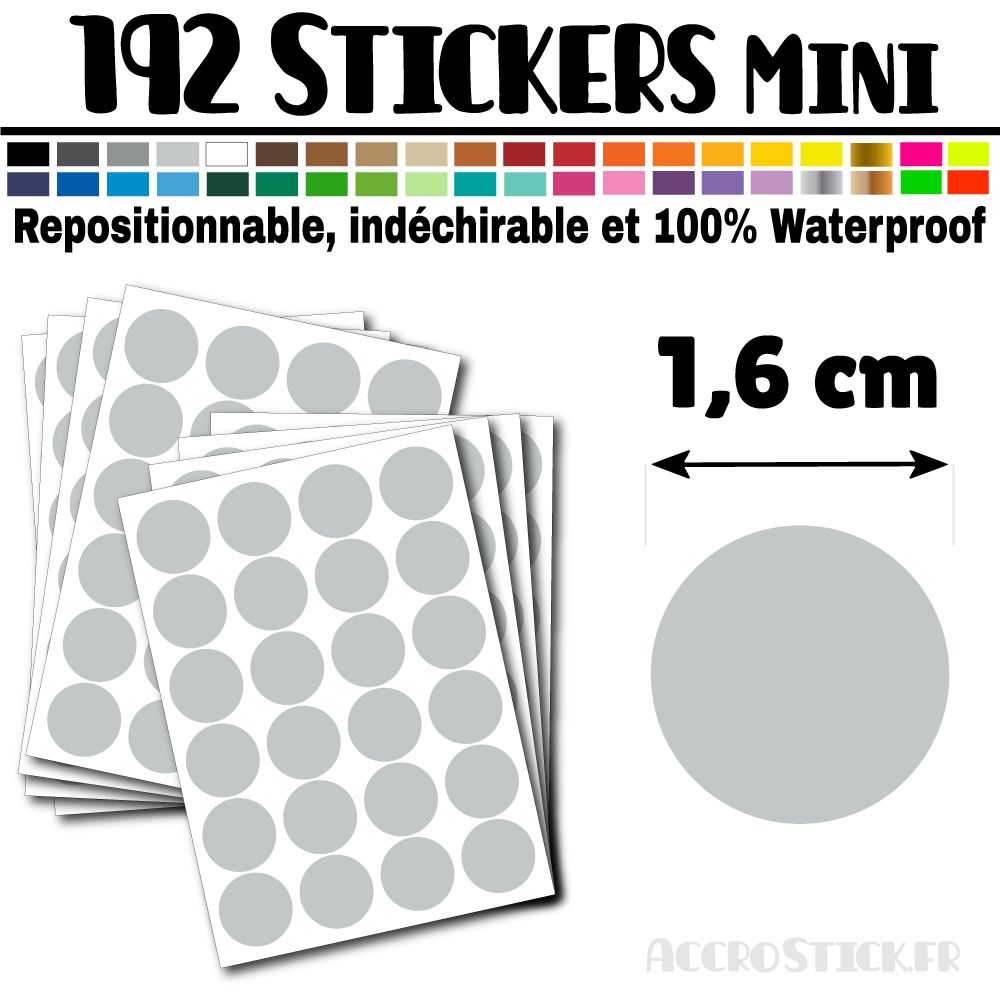 192 Ronds 1,6 cm - Stickers mini gommettes 192 Ronds 1,6 cm - Stickers mini gommettes