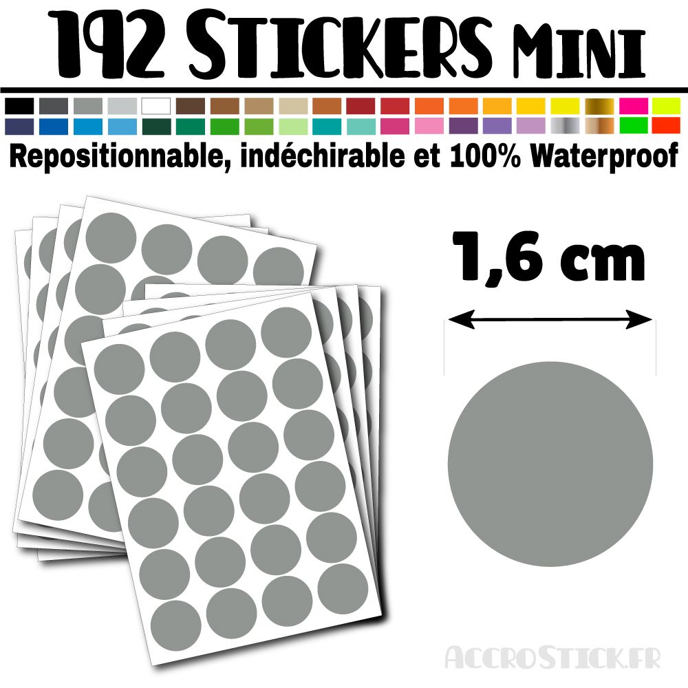 192 Ronds 1,6 cm - Stickers mini gommettes 192 Ronds 1,6 cm - Stickers mini gommettes