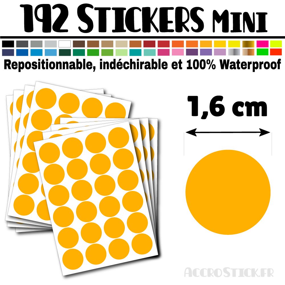 192 Ronds 1,6 cm - Stickers mini gommettes 192 Ronds 1,6 cm - Stickers mini gommettes