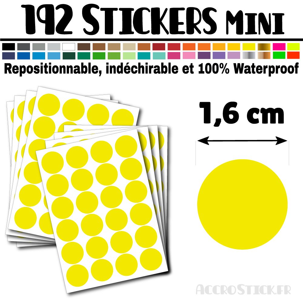 192 Ronds 1,6 cm - Stickers mini gommettes 192 Ronds 1,6 cm - Stickers mini gommettes