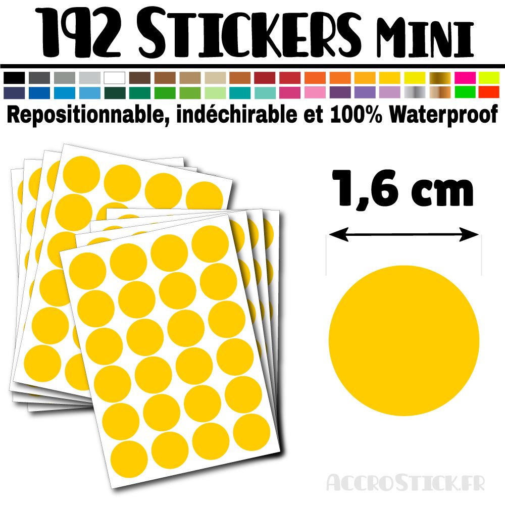 192 Ronds 1,6 cm - Stickers mini gommettes 192 Ronds 1,6 cm - Stickers mini gommettes