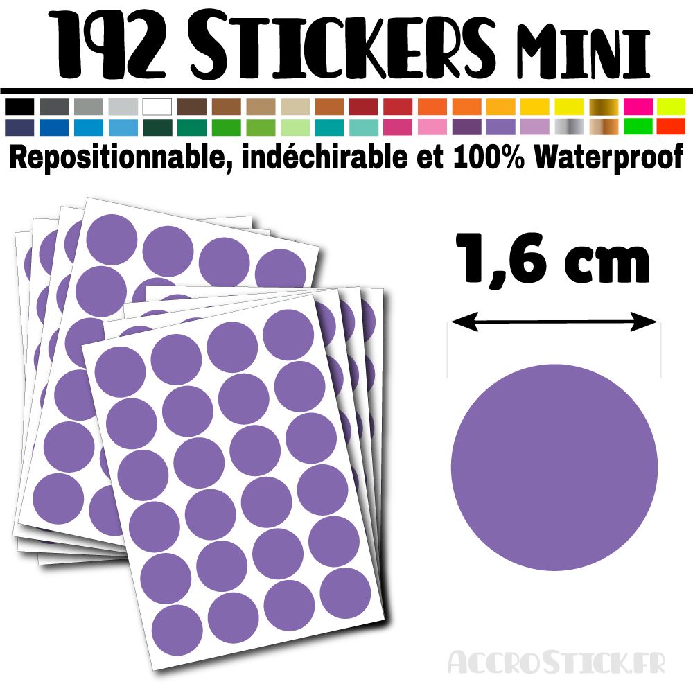 192 Ronds 1,6 cm - Stickers mini gommettes 192 Ronds 1,6 cm - Stickers mini gommettes