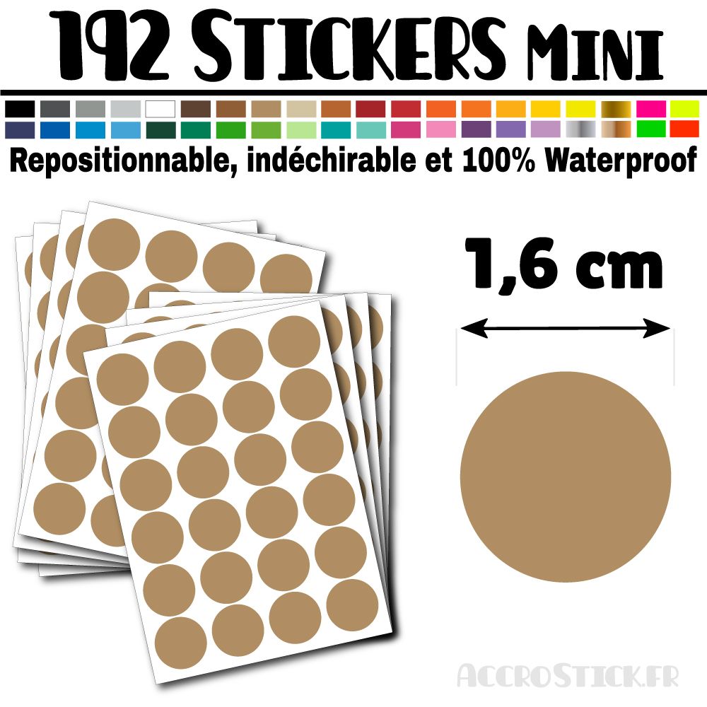 192 Ronds 1,6 cm - Stickers mini gommettes 192 Ronds 1,6 cm - Stickers mini gommettes