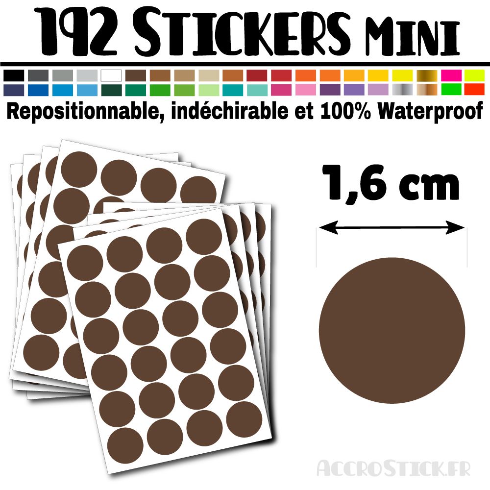 192 Ronds 1,6 cm - Stickers mini gommettes 192 Ronds 1,6 cm - Stickers mini gommettes