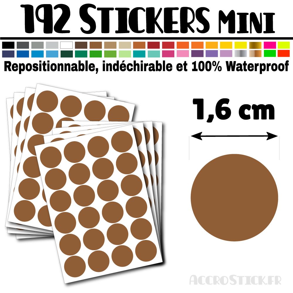 192 Ronds 1,6 cm - Stickers mini gommettes 192 Ronds 1,6 cm - Stickers mini gommettes
