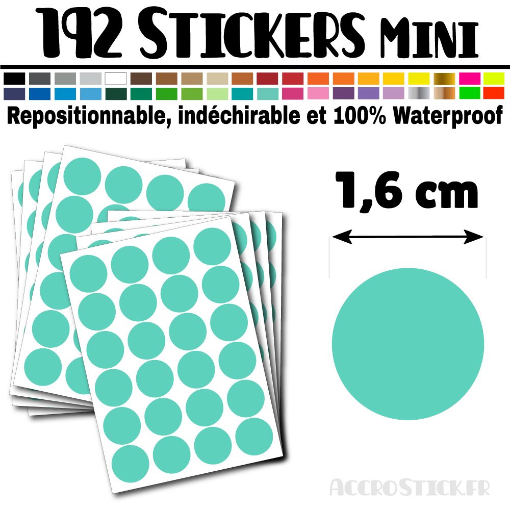 192 Ronds 1,6 cm - Stickers mini gommettes 192 Ronds 1,6 cm - Stickers mini gommettes