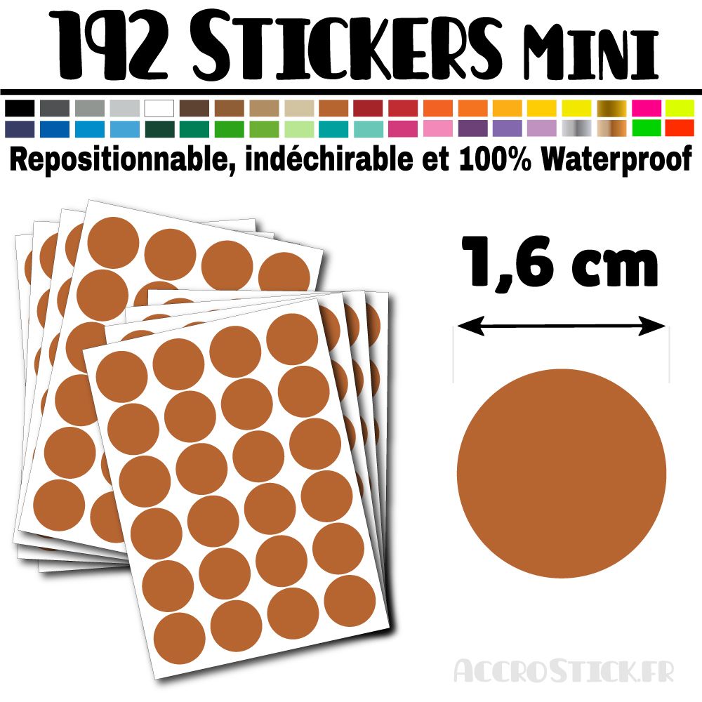 192 Ronds 1,6 cm - Stickers mini gommettes 192 Ronds 1,6 cm - Stickers mini gommettes