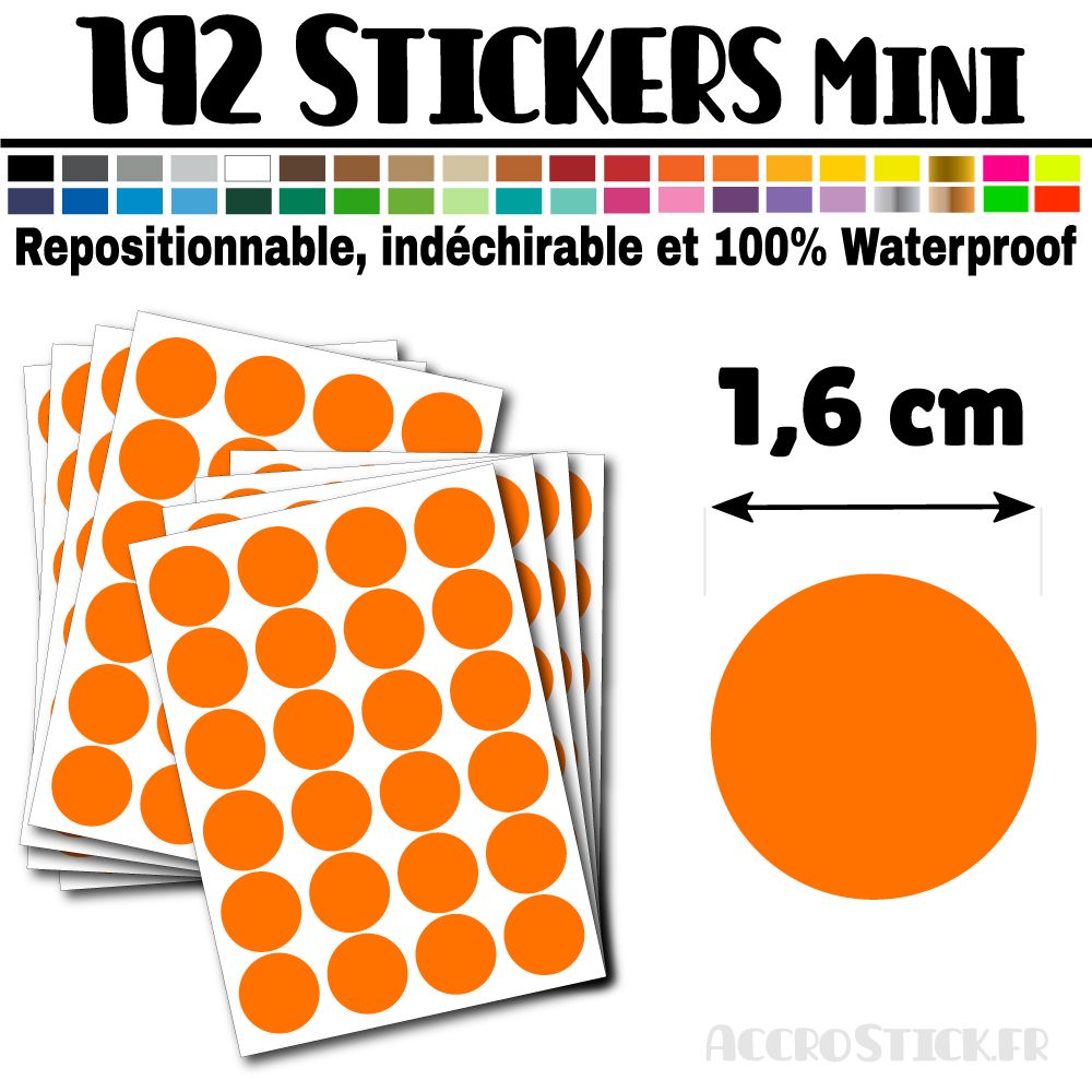 192 Ronds 1,6 cm - Stickers mini gommettes 192 Ronds 1,6 cm - Stickers mini gommettes