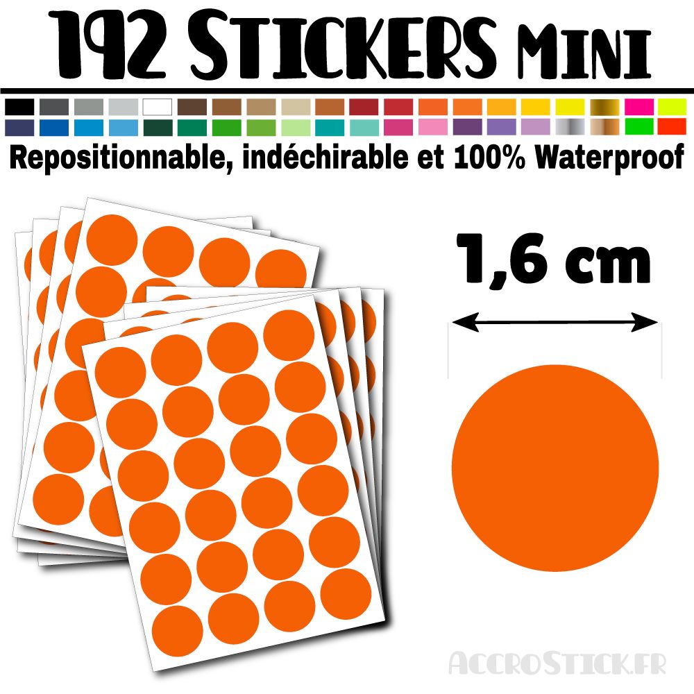 192 Ronds 1,6 cm - Stickers mini gommettes 192 Ronds 1,6 cm - Stickers mini gommettes