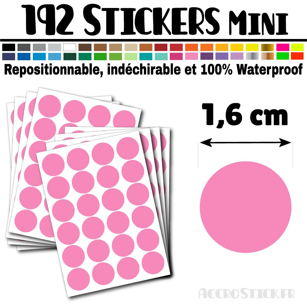 192 Ronds 1,6 cm - Stickers mini gommettes 192 Ronds 1,6 cm - Stickers mini gommettes