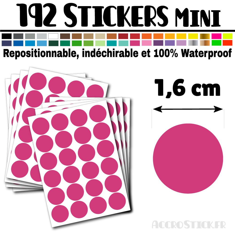 192 Ronds 1,6 cm - Stickers mini gommettes 192 Ronds 1,6 cm - Stickers mini gommettes