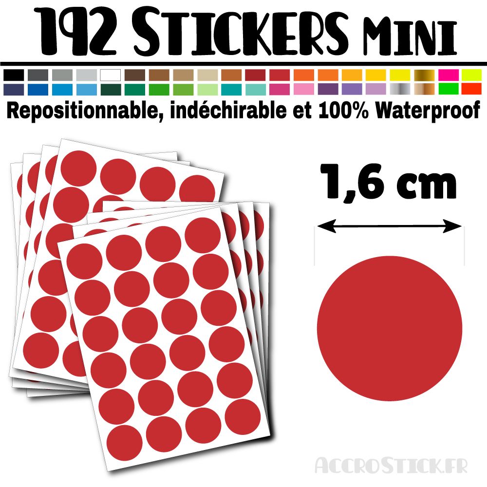 192 Ronds 1,6 cm - Stickers mini gommettes 192 Ronds 1,6 cm - Stickers mini gommettes