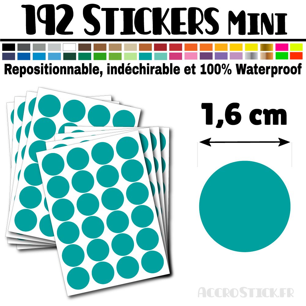 192 Ronds 1,6 cm - Stickers mini gommettes 192 Ronds 1,6 cm - Stickers mini gommettes