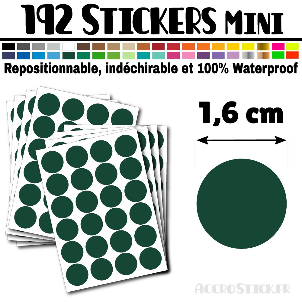 192 Ronds 1,6 cm - Stickers mini gommettes 192 Ronds 1,6 cm - Stickers mini gommettes
