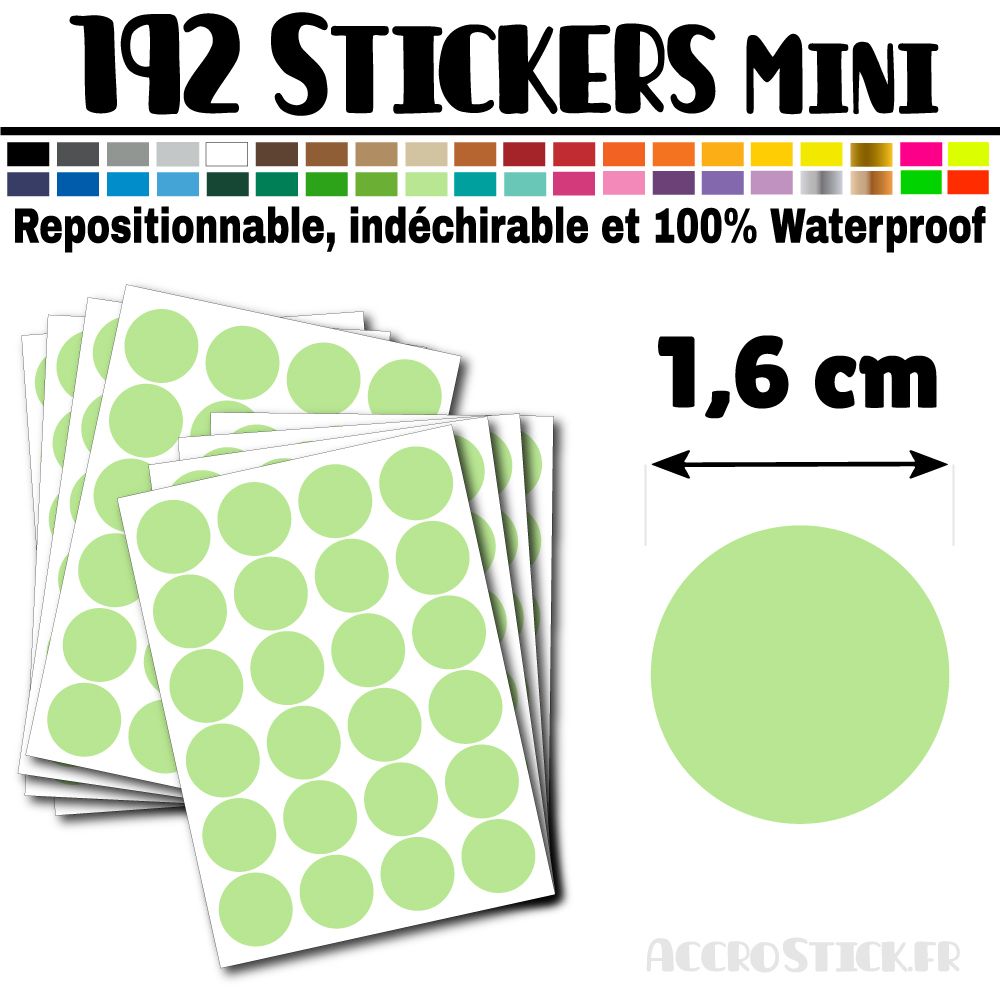 192 Ronds 1,6 cm - Stickers mini gommettes 192 Ronds 1,6 cm - Stickers mini gommettes