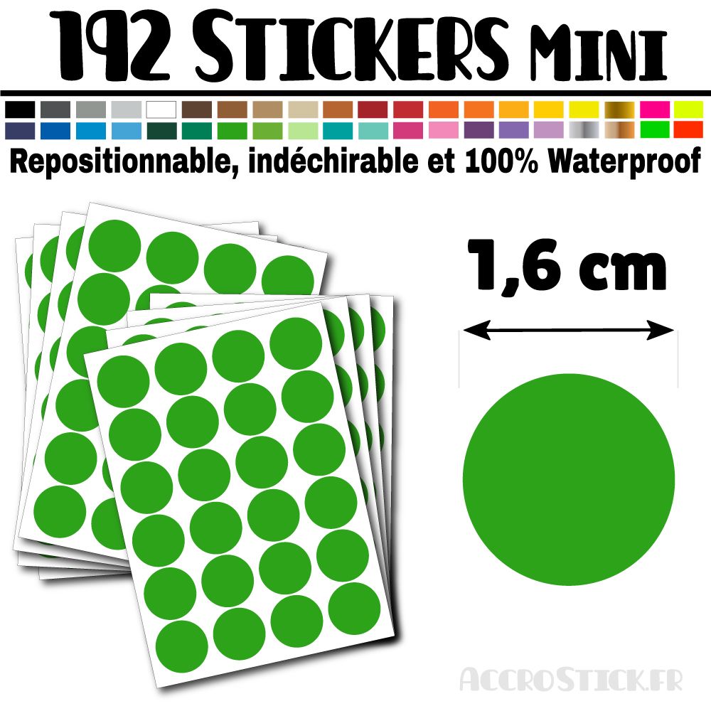 192 Ronds 1,6 cm - Stickers mini gommettes 192 Ronds 1,6 cm - Stickers mini gommettes