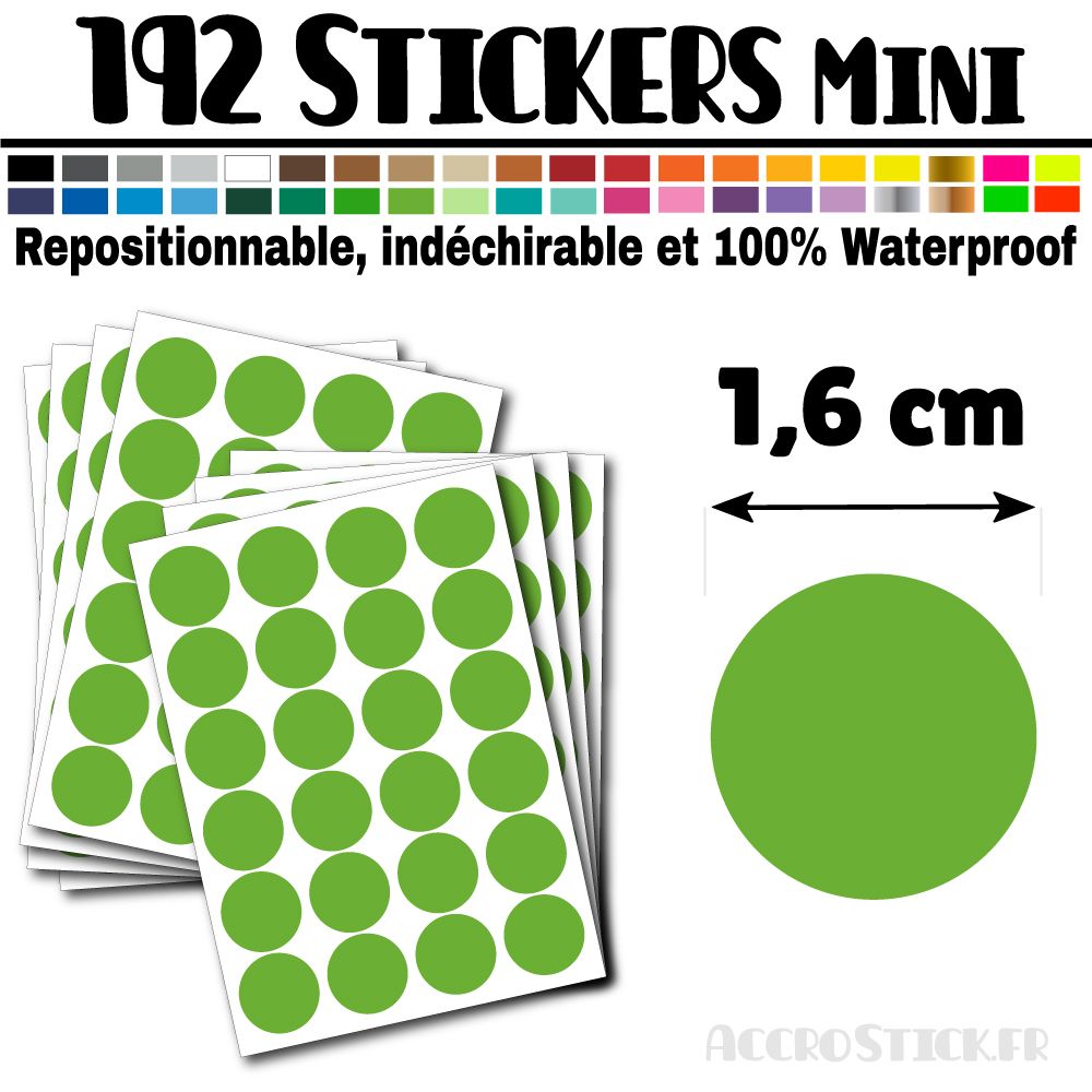 192 Ronds 1,6 cm - Stickers mini gommettes 192 Ronds 1,6 cm - Stickers mini gommettes